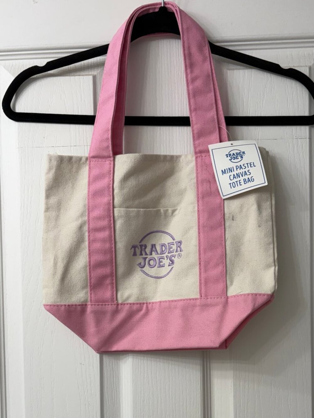 Trader Joe’s Limited Edition Pink & Cream Canvas Tote Bag NWT
